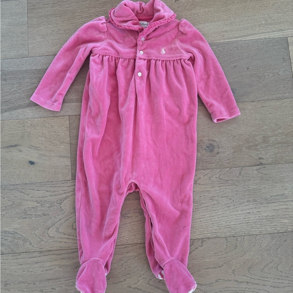 Ralph Lauren Pink Velour Kids Footie